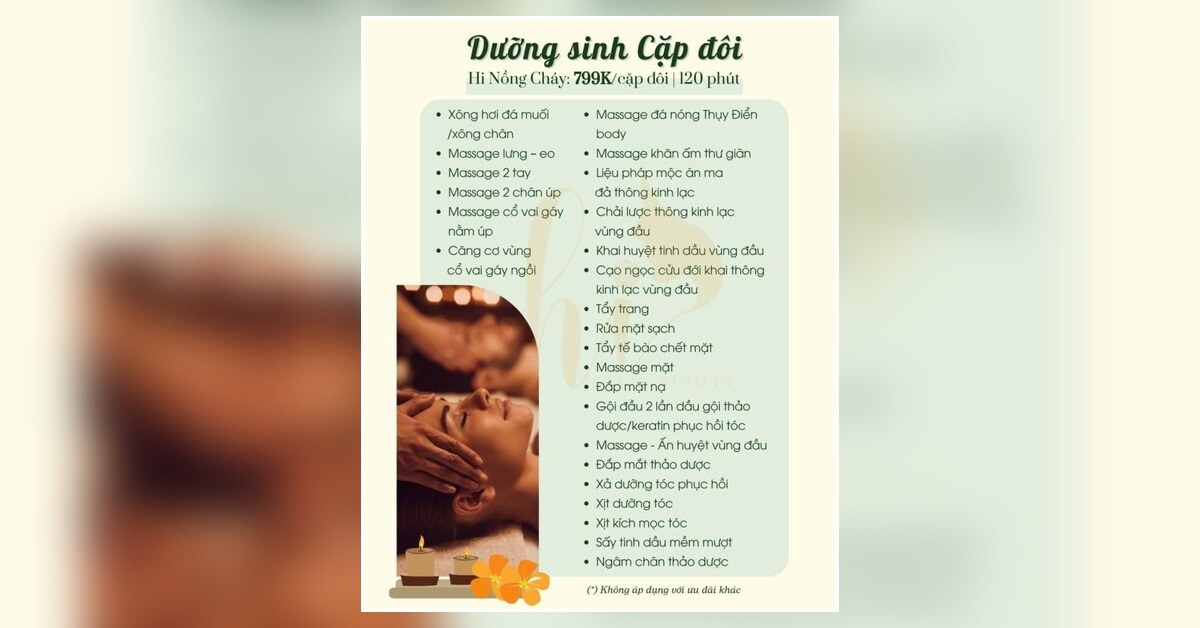 Gói dưỡng sinh couple dành cho hai người tại Hi Spa TP.HCM