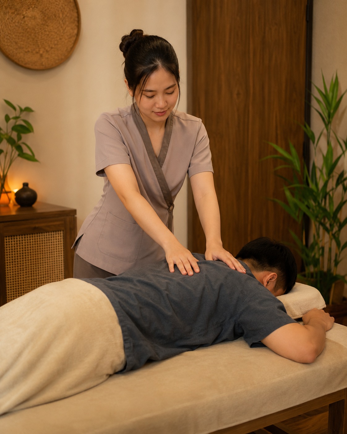 Massage body tại Spa Việt Phú Nhuận Kỹ thuật viên Spa Việt thực hiện massage body thư giãn cho khách tại Phú Nhuận
